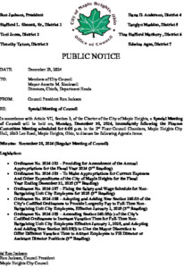 Icon of December 30, 2024 Special Meeting Of Council Notice