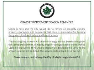 Icon of Grass Enforcement Season Notice